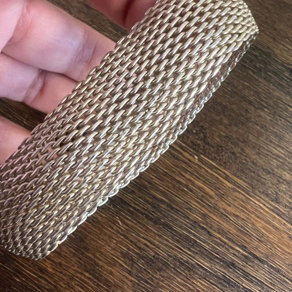 Solid Sterling Silver Domed Mesh Bangle - image 3